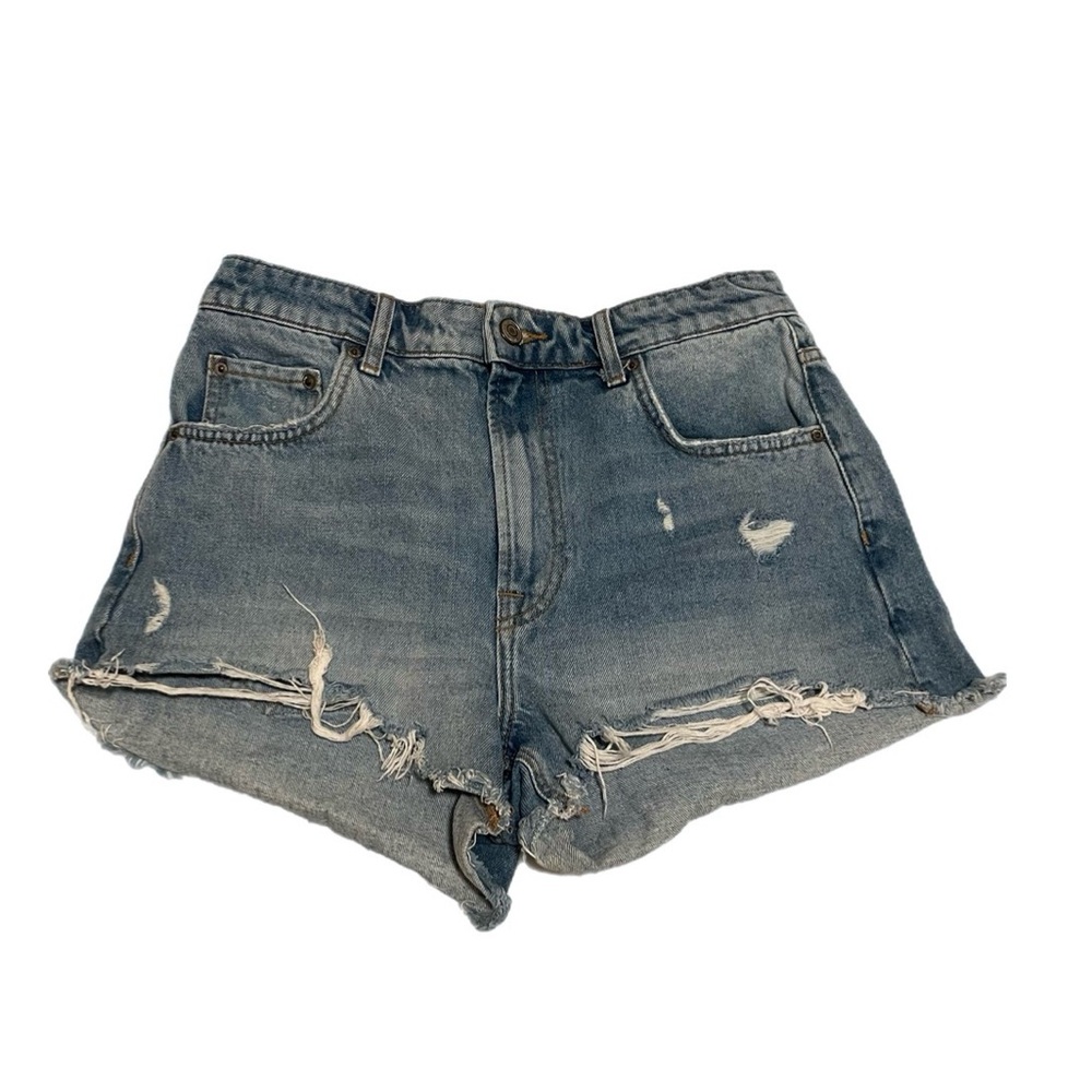 Zara Blue Distressed Jean Shorts